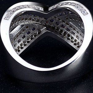 Jewelry - Amethyst and Diamond Wide Band Silver Ring Jewelry - Amethyst and Diamond Wide Band Silver Ring